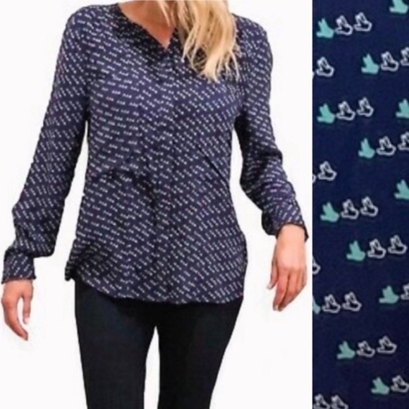 Anthropologie Maeve Clara Blue Bird Blouse - Picture 1 of 8